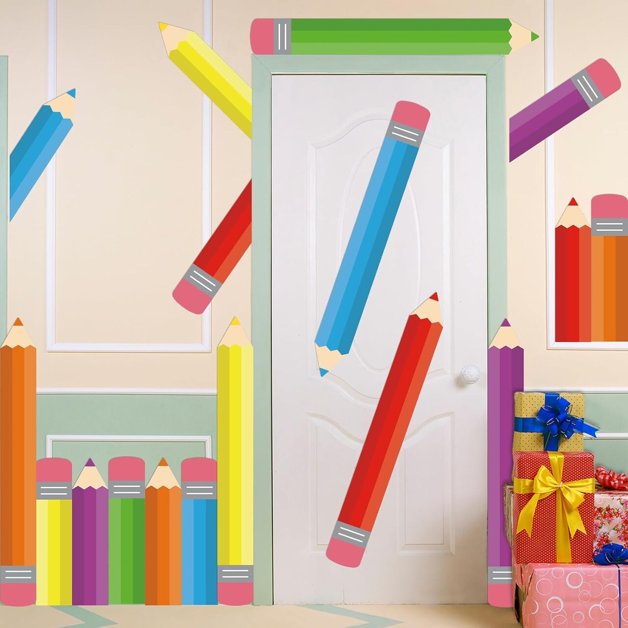 12PCS Colorful Pencil Bulletin Board Decorations – Back to School Classroom Cutouts for Windows, Doors, Chalkboard & Wall Decor | First Day of School Party & Classroom Supplies